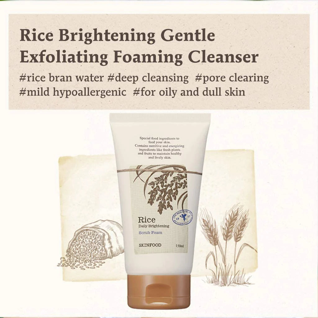 SKINFOOD Rice Daily Brightening Scrub Foam For Skin- Unisex (150g)