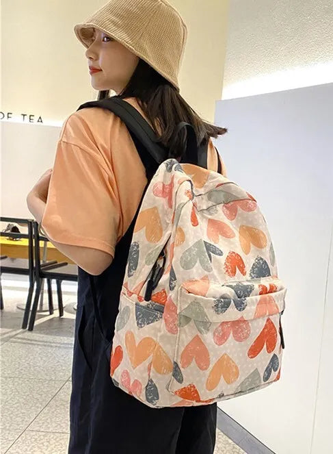 Graffiti Hearts College Fashion Cool Backpacks