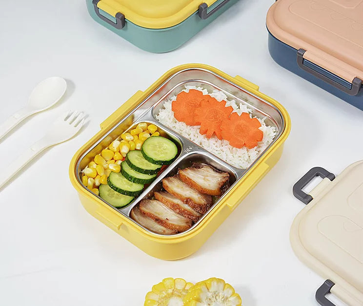 3 Compartment Stainless Steel Portable Cute Lunch Box