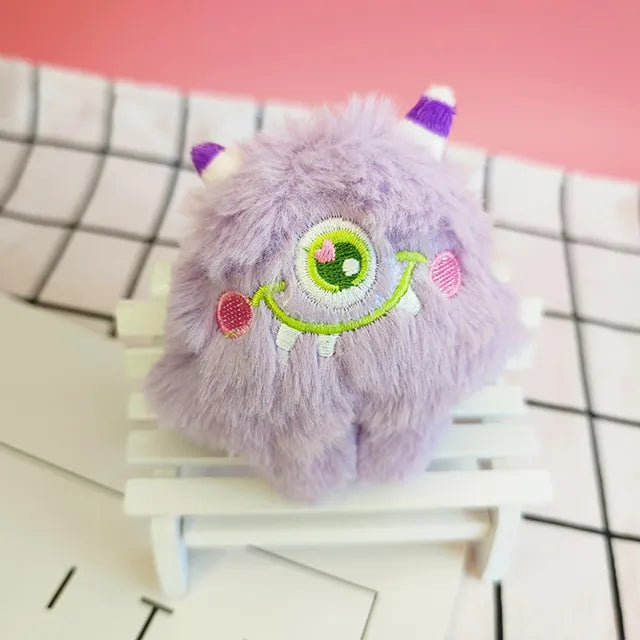 Cute Little Monster purple Plush Keychain