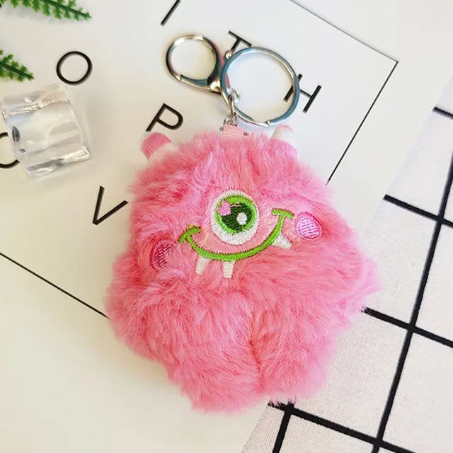 Cute Little Monster red Plush Keychain