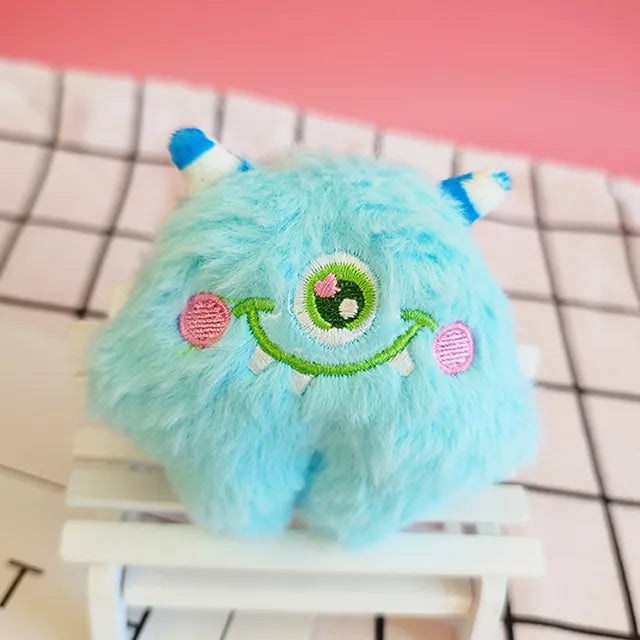Cute Little Monster blue Plush Keychain