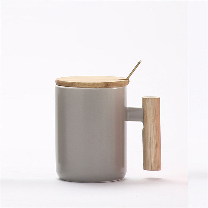 Japanese Wooden Handle & Lid Coffee Mug