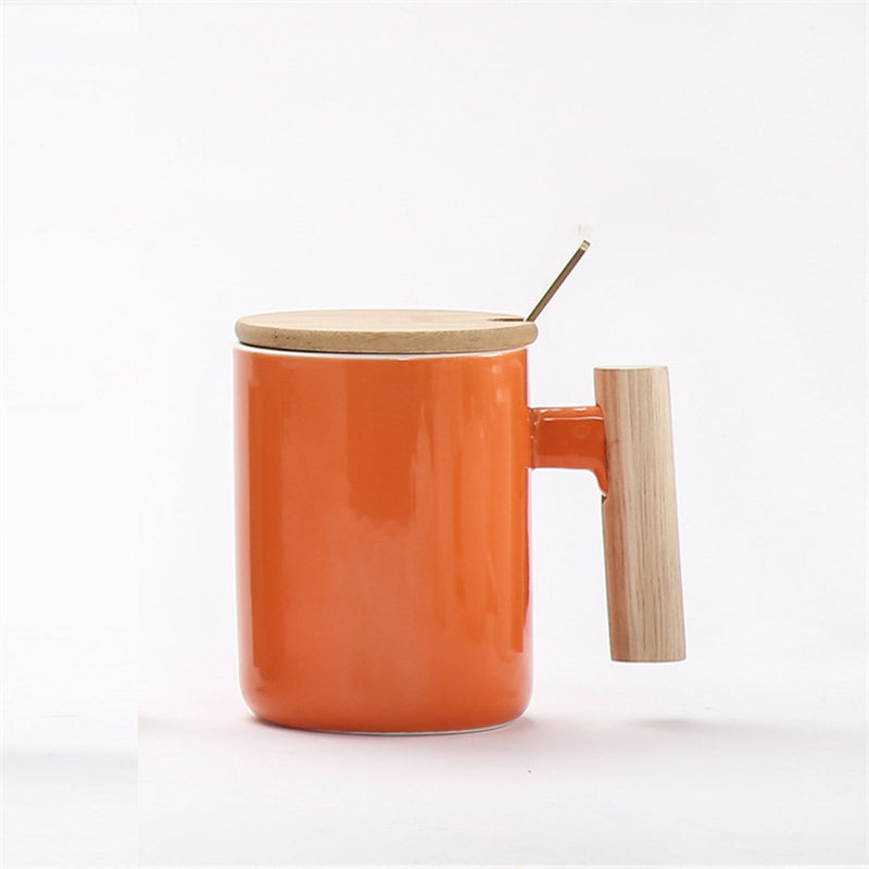 Japanese Wooden Handle & Lid Coffee Mug
