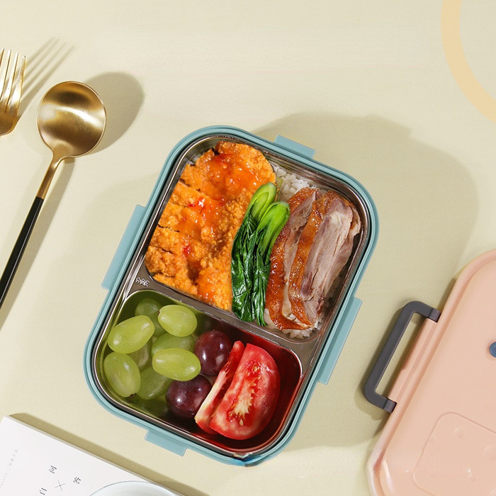 3 Compartment Stainless Steel Portable Cute Lunch Box
