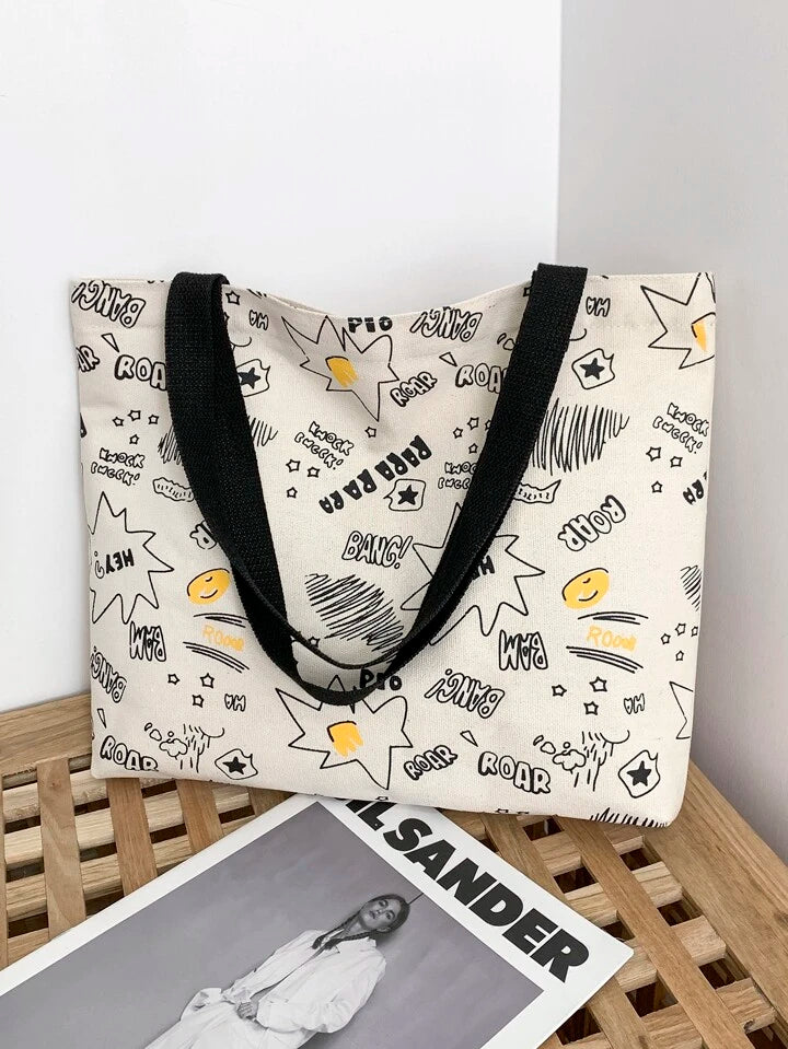 Letter Graphic Tote Bag
