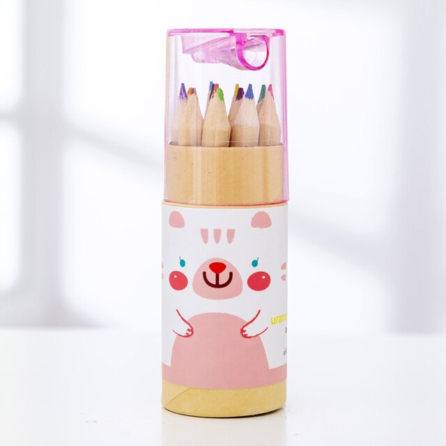 Kawaii Japanese Korean Cute mini bear small pencil painting pen coloring pen color pencil 1 box of 12 colors
